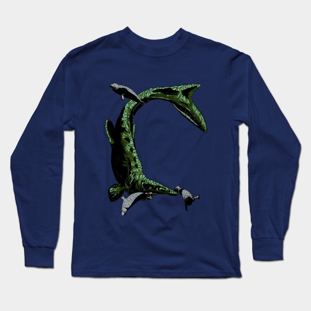 Modern Mosasaur Long Sleeve T-Shirt by NikSwiftDraws